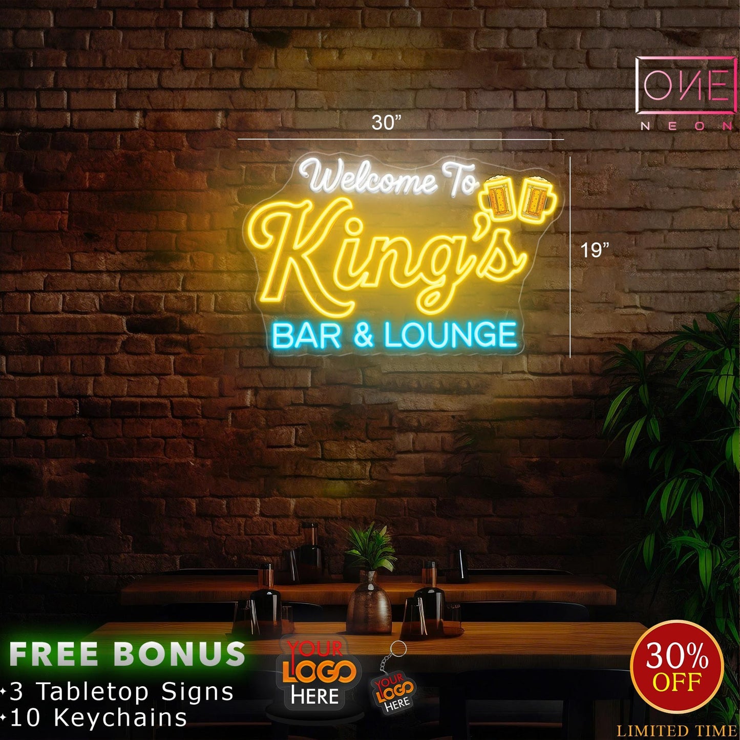 Welcome to King's Bar&Lounge | Led Neon Sign