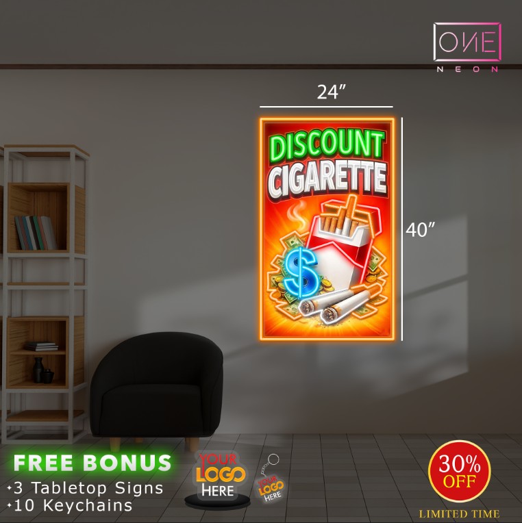 SNACKS & DRINKS + Discount cigarette + Discount Novelties | LED Neon Sign (3 signs)