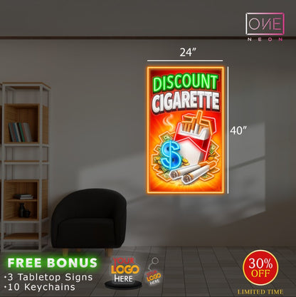 SNACKS & DRINKS + Discount cigarette + Discount Novelties | LED Neon Sign (3 signs)