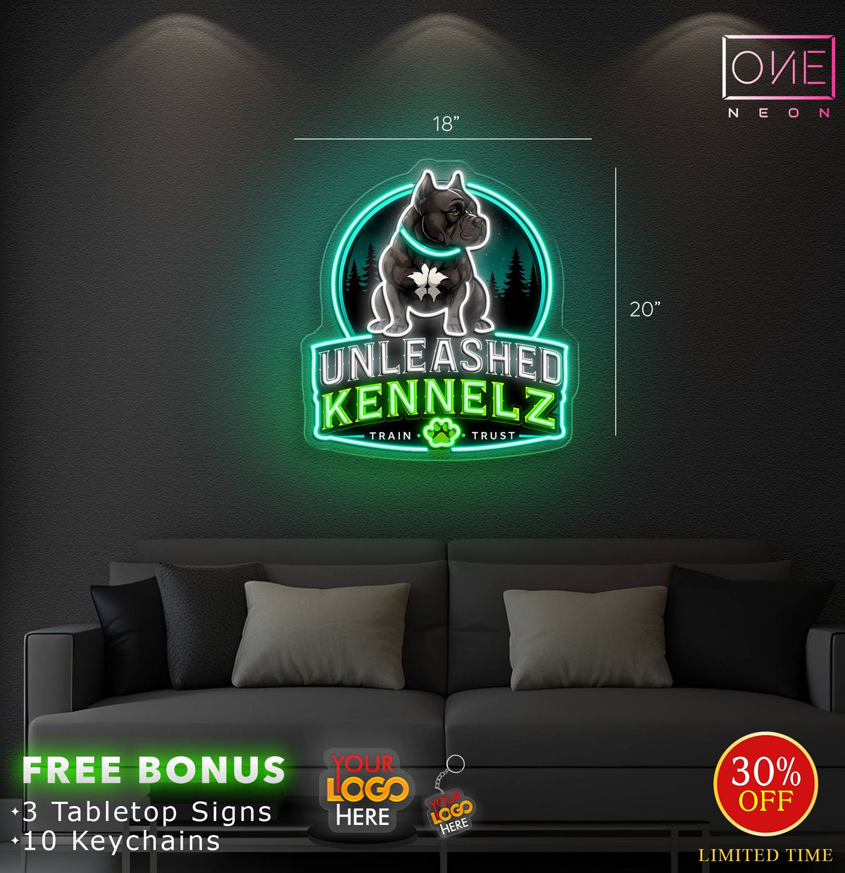 Unleashed Kennelz | LED Neon Sign (Waterproof)