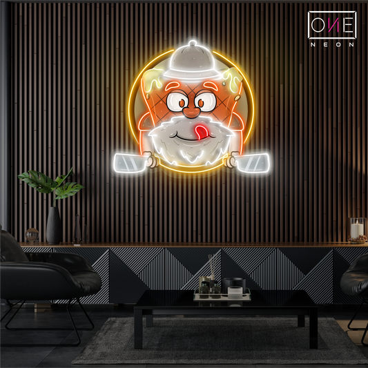 Mascot Of Meat Steak Artwork Led Neon Sign