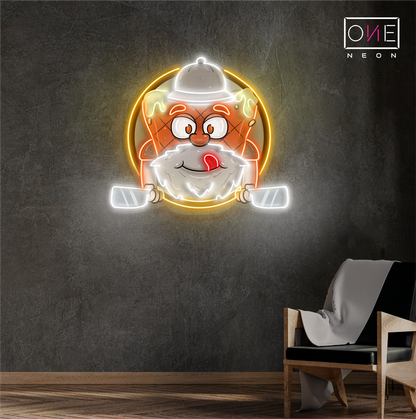 Mascot Of Meat Steak Artwork Led Neon Sign