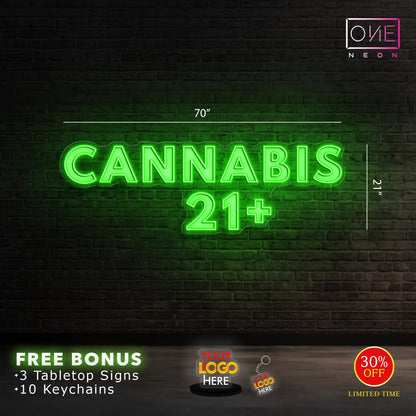 Cannabis 21+ Open sign | Led Neon Sign (2 signs)