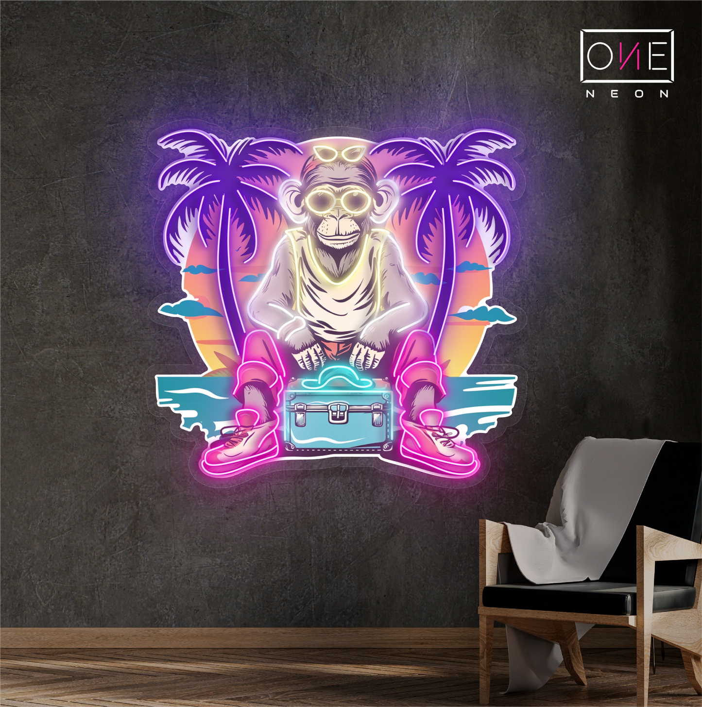 Chill Monkey Vibes Artwork Led Neon Sign