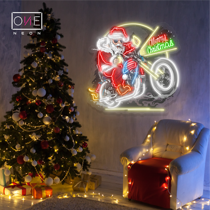 Biker Santa Christmas Artwork Led Neon Sign