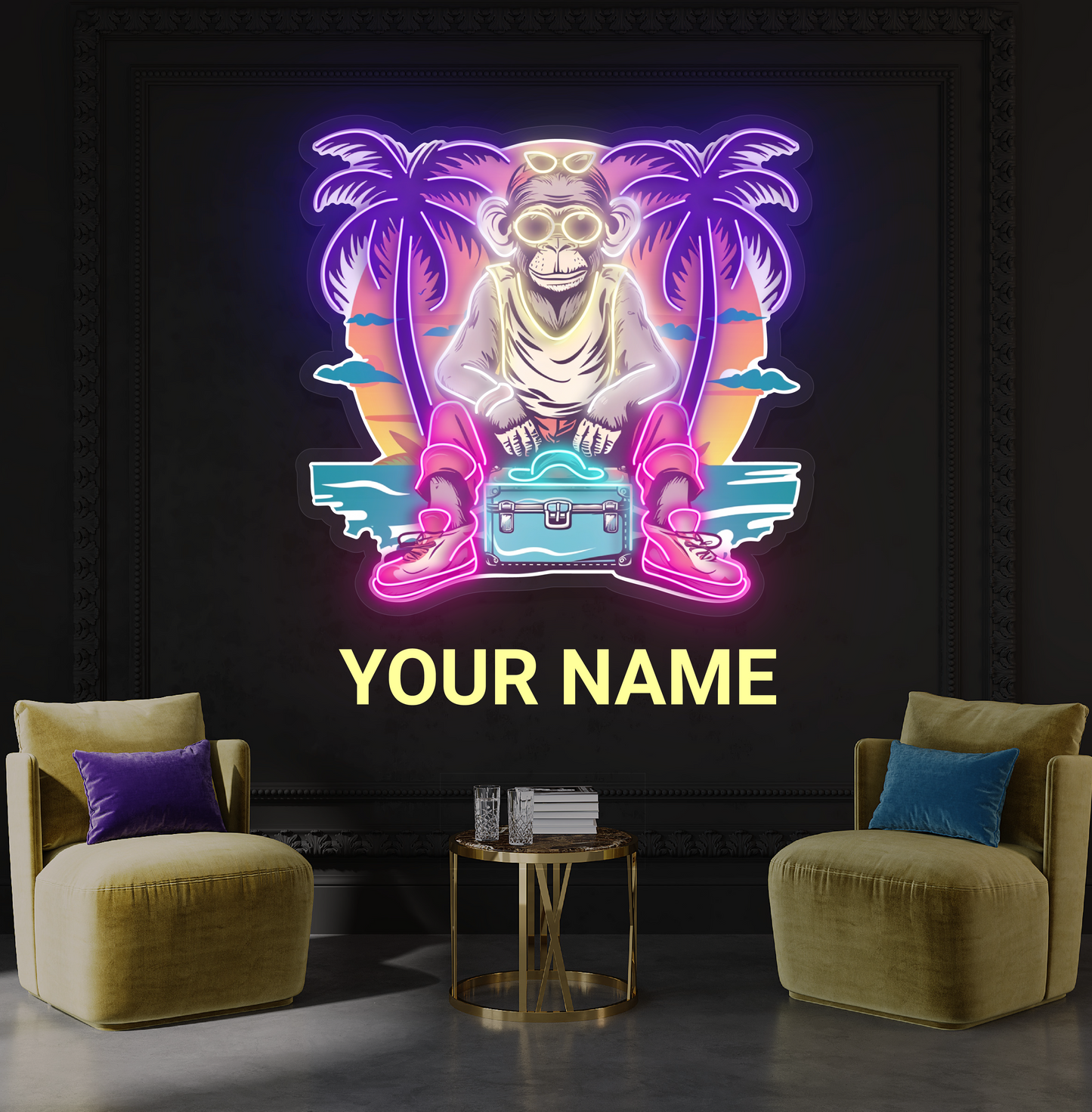 Chill Monkey Vibes Artwork Led Neon Sign