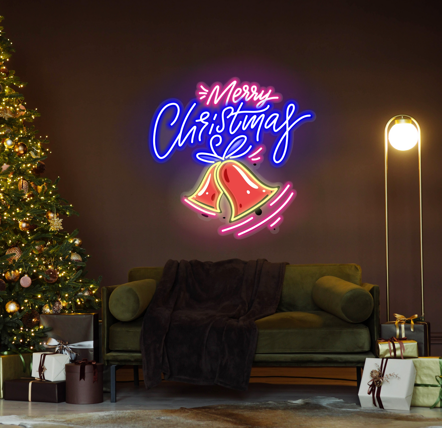 Merry Christmas Bell LED Neon Sign