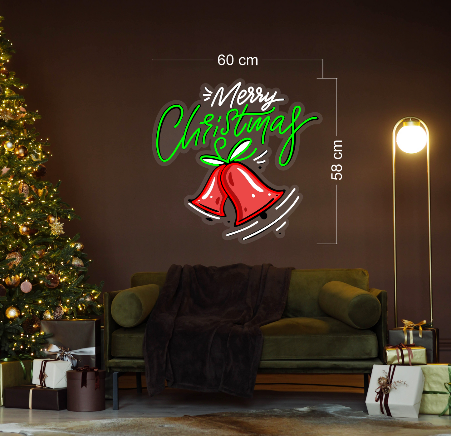 Merry Christmas Bell LED Neon Sign
