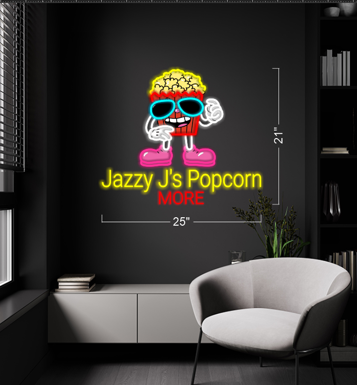 JAZZY J'S POPCORN MORE | LED Neon Sign