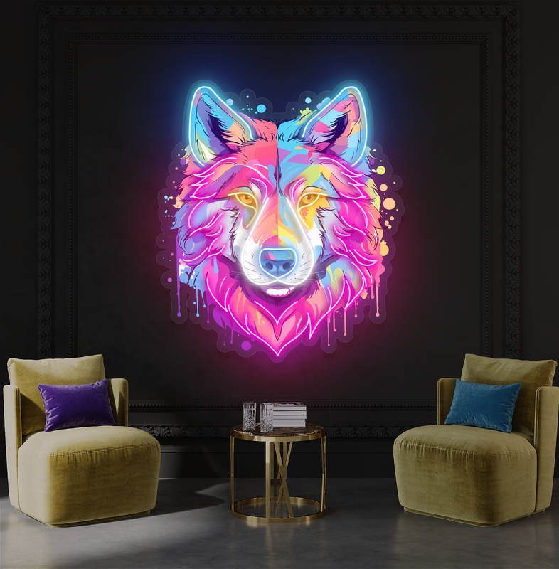 Vivid Wolf Artwork Led Neon Sign