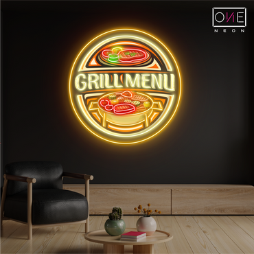 Barbecue Grill Menu Artwork Led Neon Sign