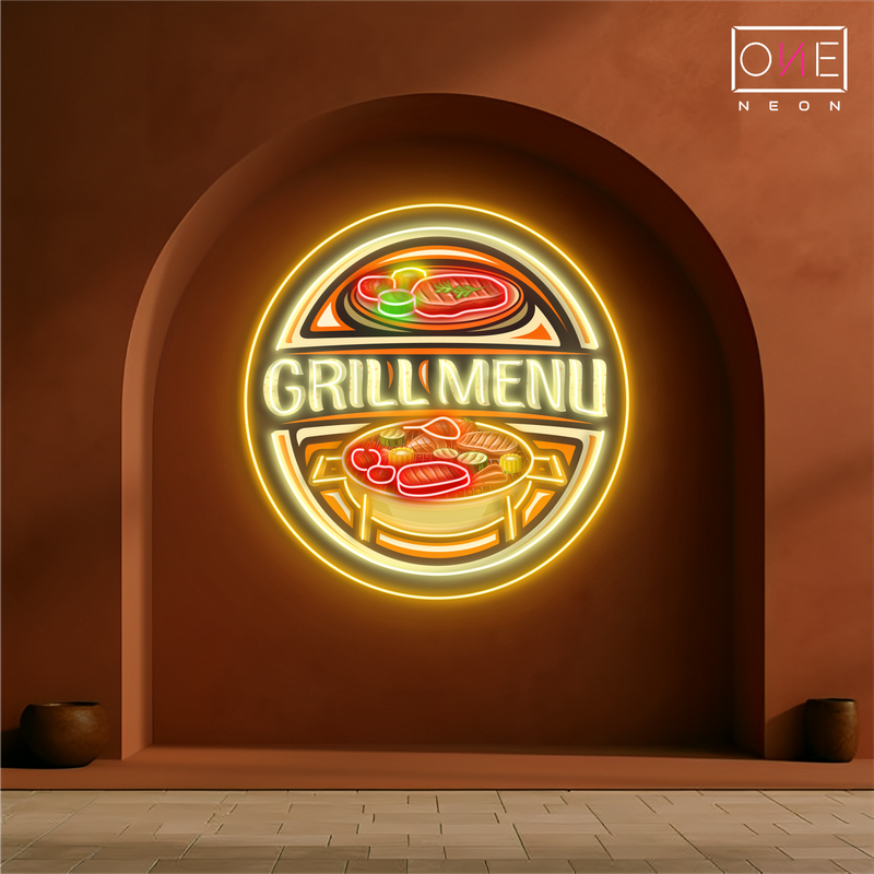 Barbecue Grill Menu Artwork Led Neon Sign