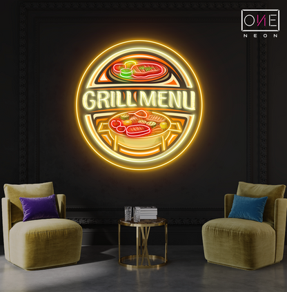 Barbecue Grill Menu Artwork Led Neon Sign