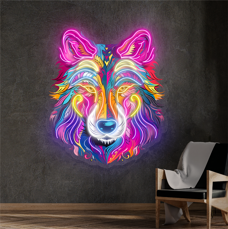 Aurora Wolf Artwork Led Neon Sign