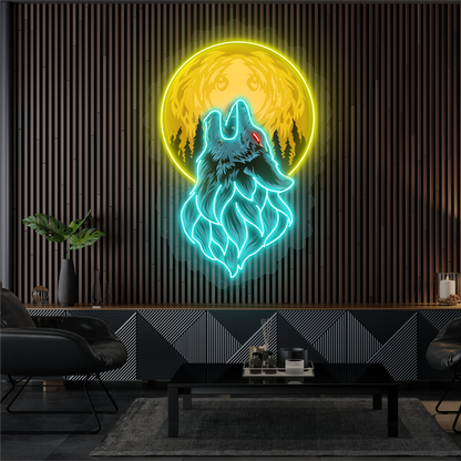 Moonlit Wolf Artwork Led Neon Sign