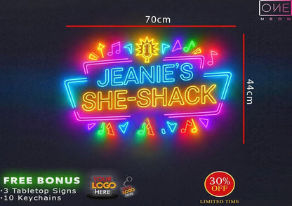 JEANIE'S SHE-SHACK  | Led Neon Sign (outdoors)