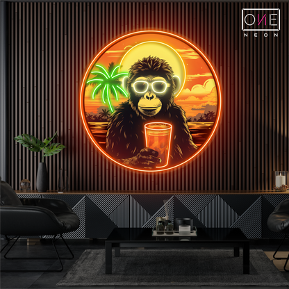 Sunset Chimp Chill Artwork Led Neon Sign