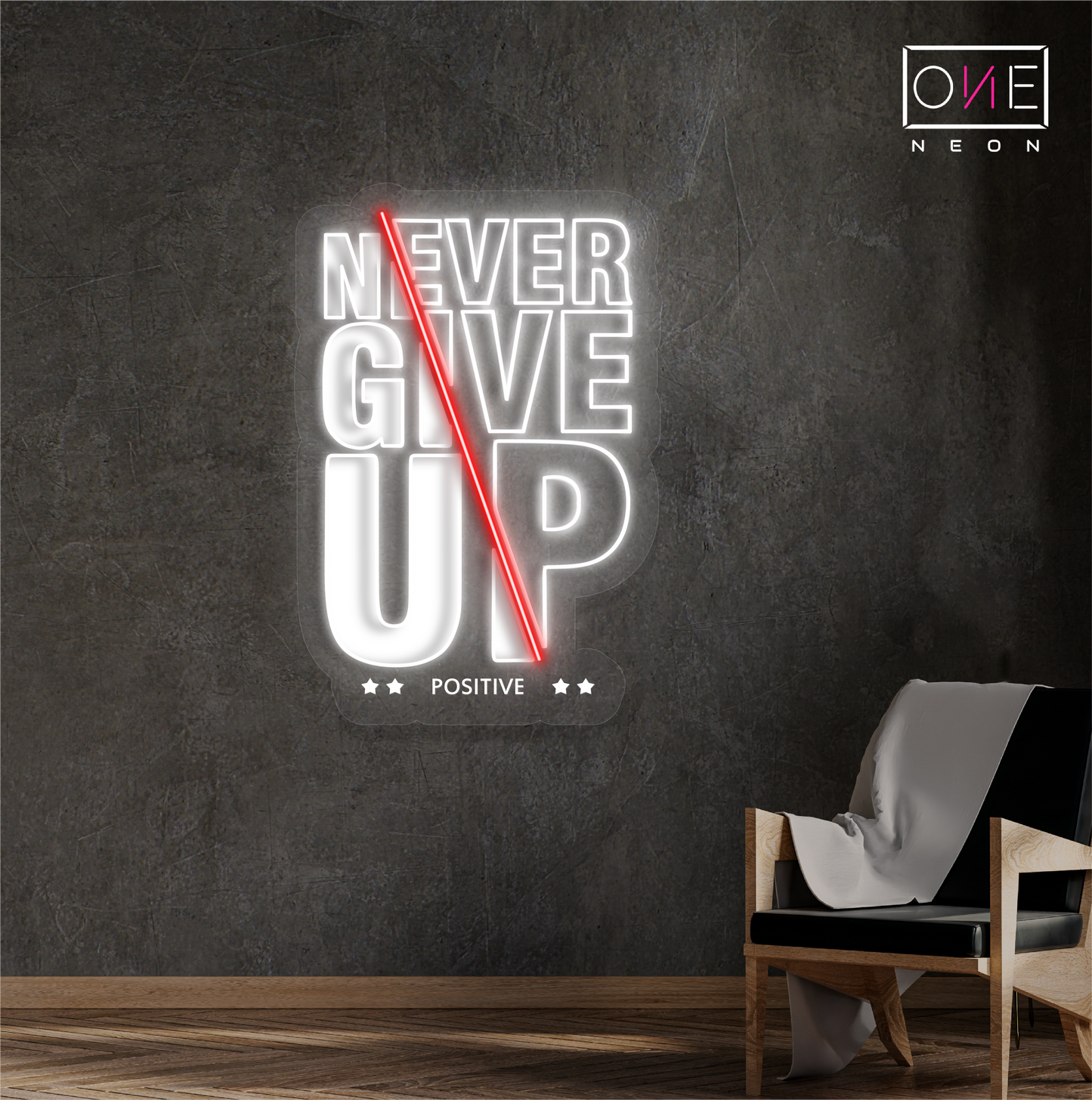 Never Give Up Artwork Led Neon Sign