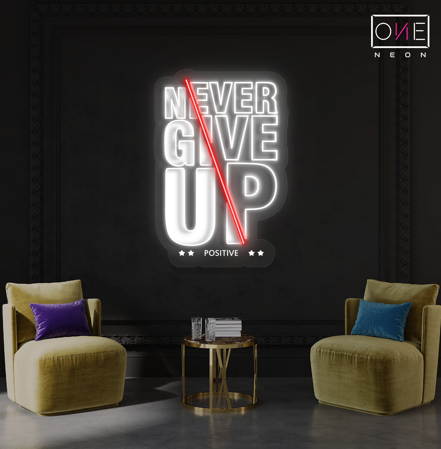 Never Give Up Artwork Led Neon Sign