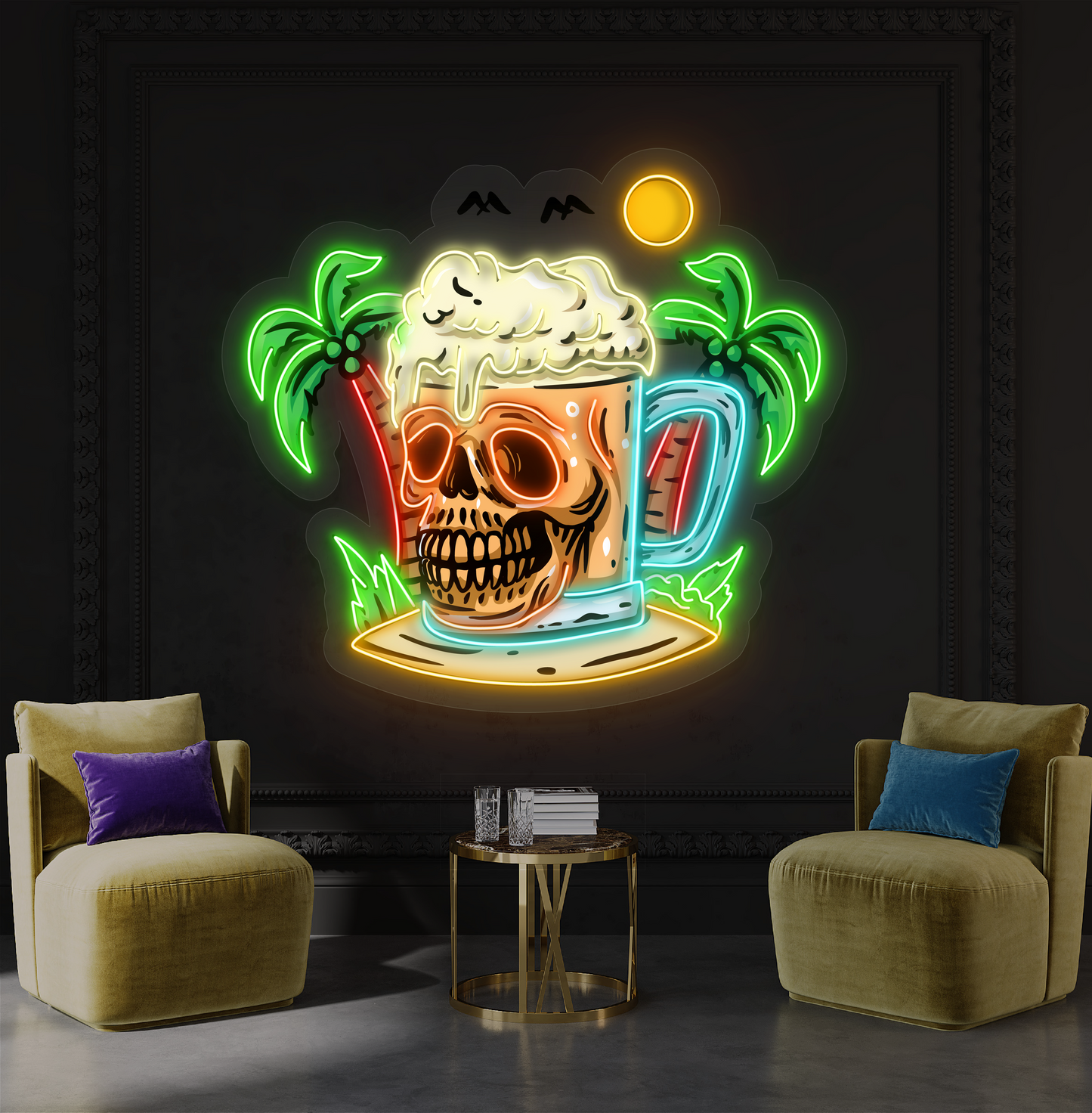 Skull Island Beer Artwork Led Neon Sign