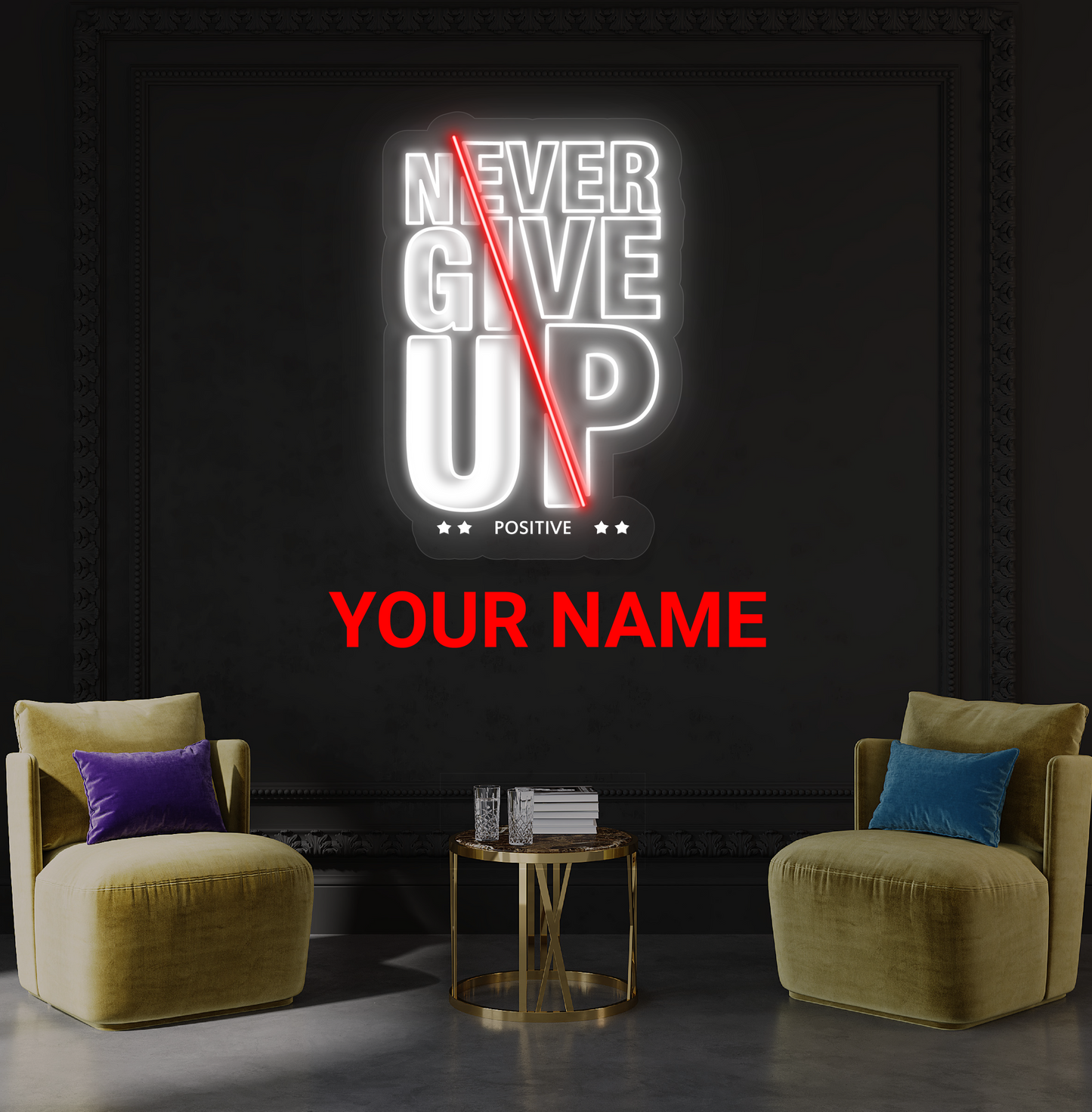 Never Give Up Artwork Led Neon Sign