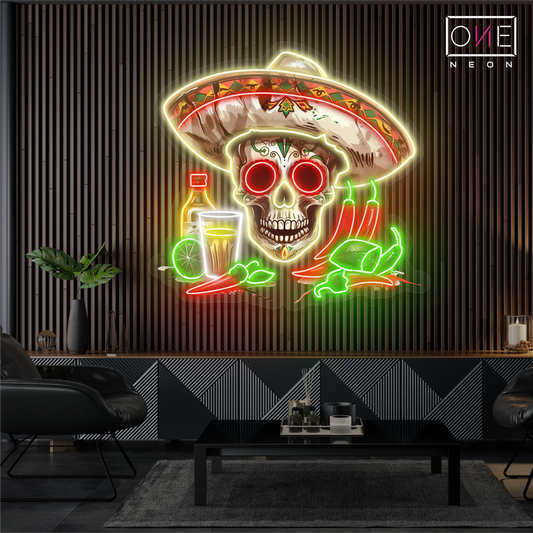 Mexican Skull Artwork Led Neon Sign