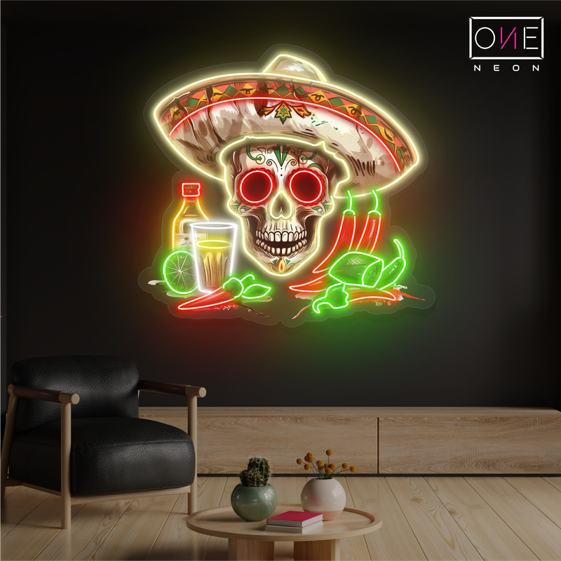 Mexican Skull Artwork Led Neon Sign