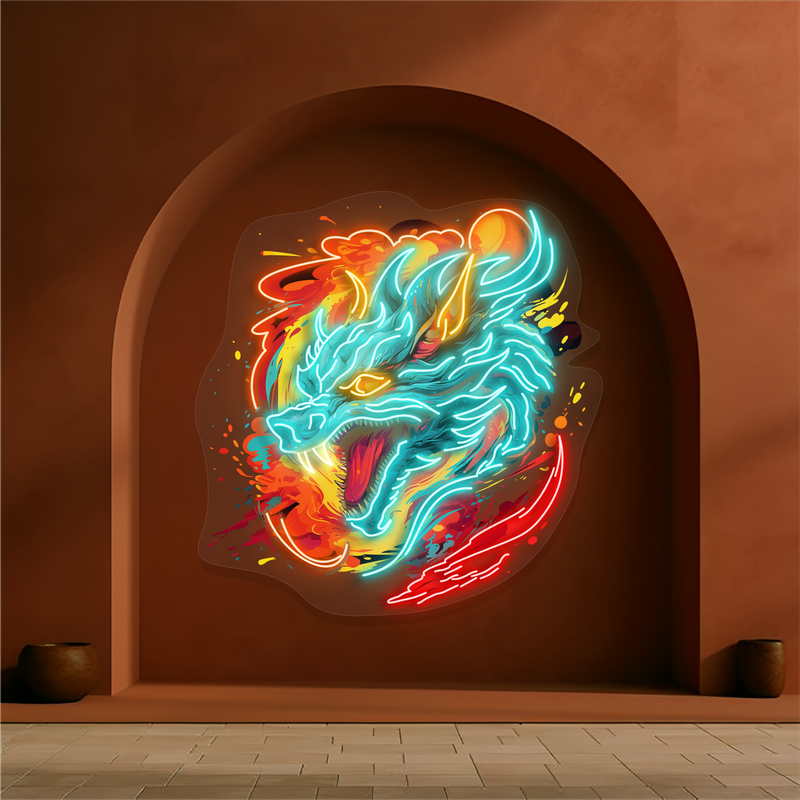 Blazing Dragon Fury Artwork Led Neon Sign