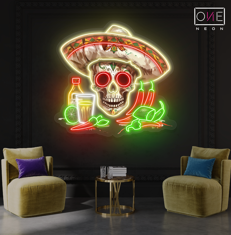 Mexican Skull Artwork Led Neon Sign