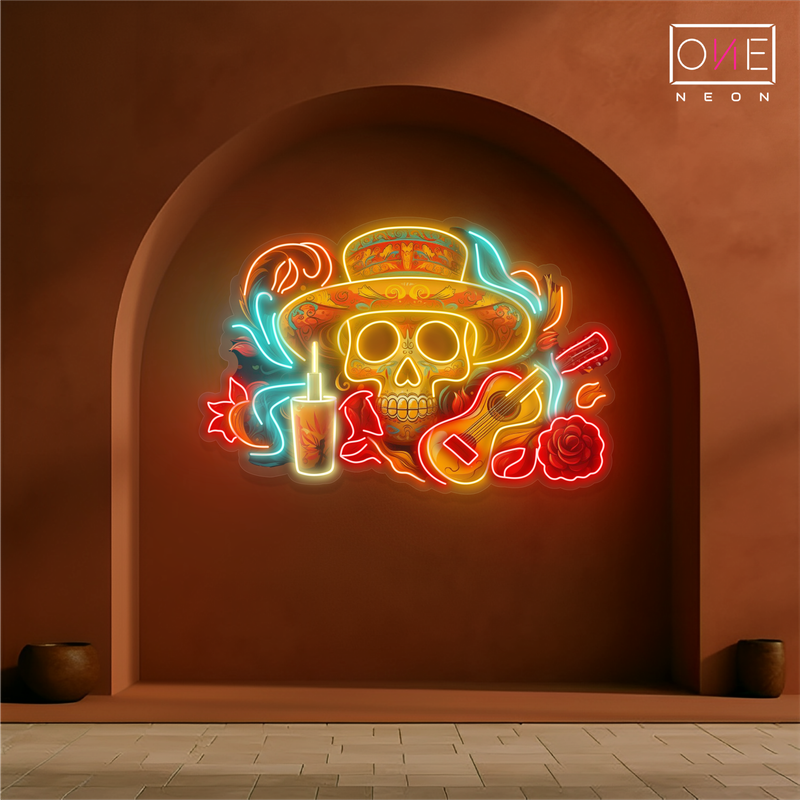 Mariachi Skull Serenade Artwork Led Neon Sign