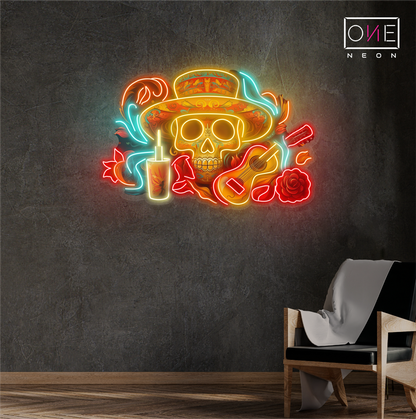 Mariachi Skull Serenade Artwork Led Neon Sign