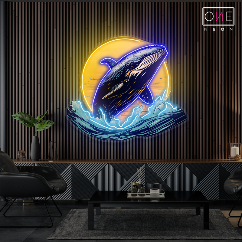 Lunar Whale Artwork Led Neon Sign