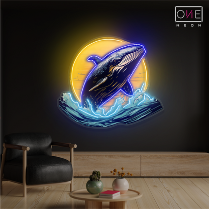 Lunar Whale Artwork Led Neon Sign