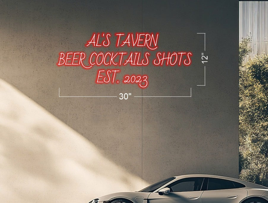 AL'S TAVERN BEER COCKTAILS SHOTS EST. 2023 | LED Neon Sign