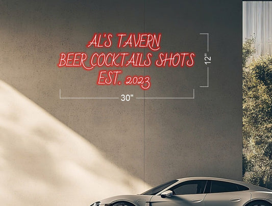 AL'S TAVERN BEER COCKTAILS SHOTS EST. 2023 | LED Neon Sign