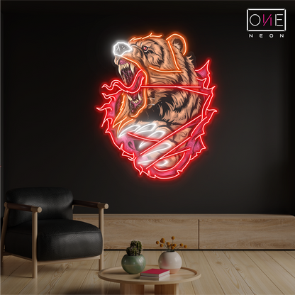 Fiery Bear Artwork Led Neon Sign