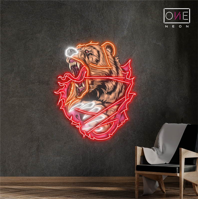 Fiery Bear Artwork Led Neon Sign