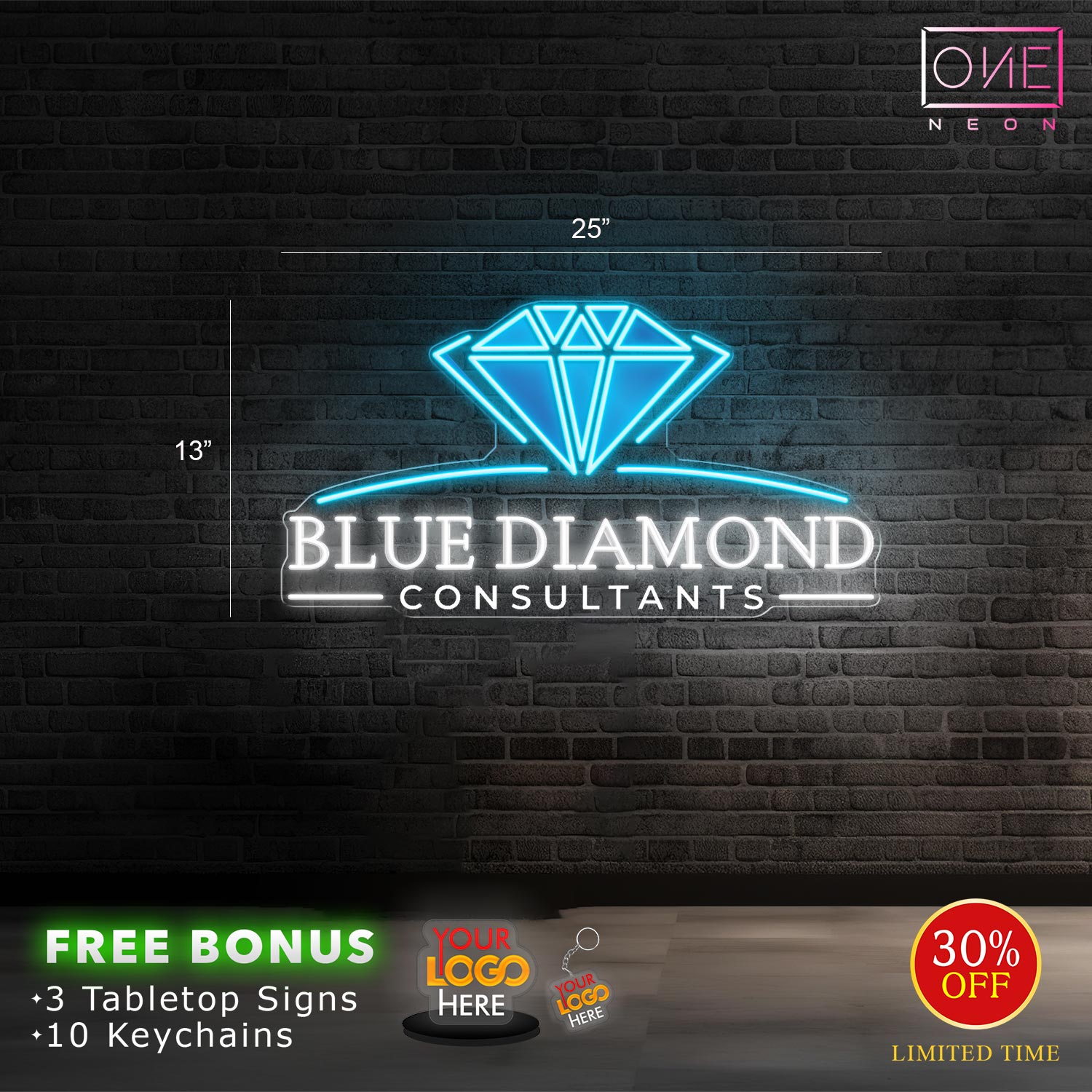BLUE DIAMOND | Led Neon Sign (INDOOR) – ONE Neon™ Sign