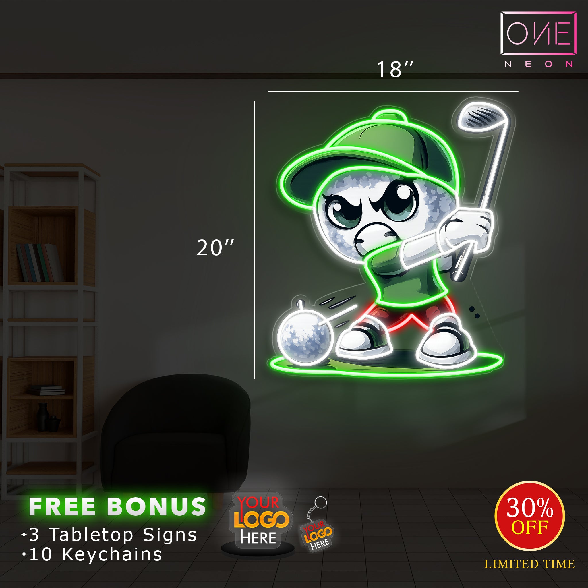 Custom Logo Sign - Golf | LED Neon Sign (INDOOR) – ONE Neon™ Sign