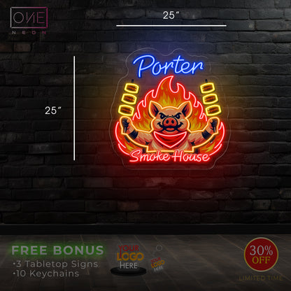 PORTER SMOKE HOUSE| LED Neon Sign (Outdoor uses)
