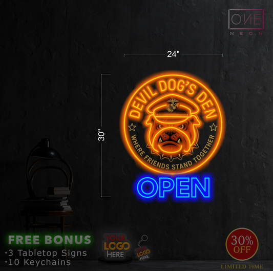 DEVIL DOG'S DEN| LED Neon Sign