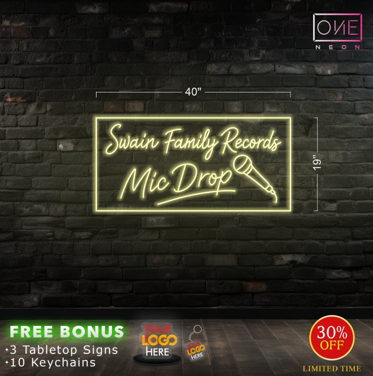 Swain family record mic drop| Led Neon Sign