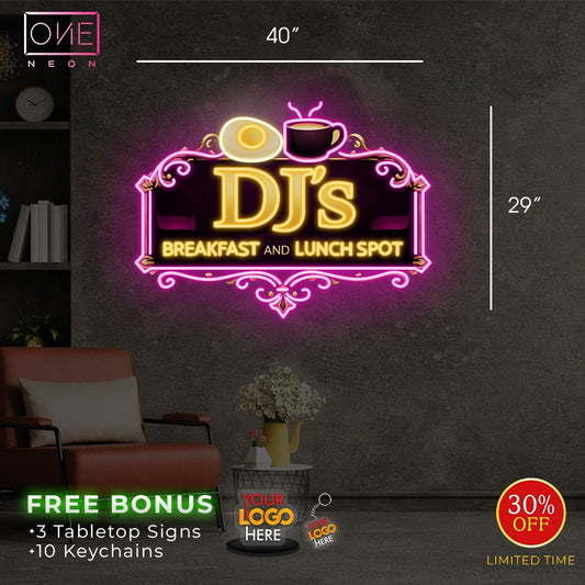 DJ's BREAKFAST & LUNCHBOX | Led Neon Sign (outdoor use)