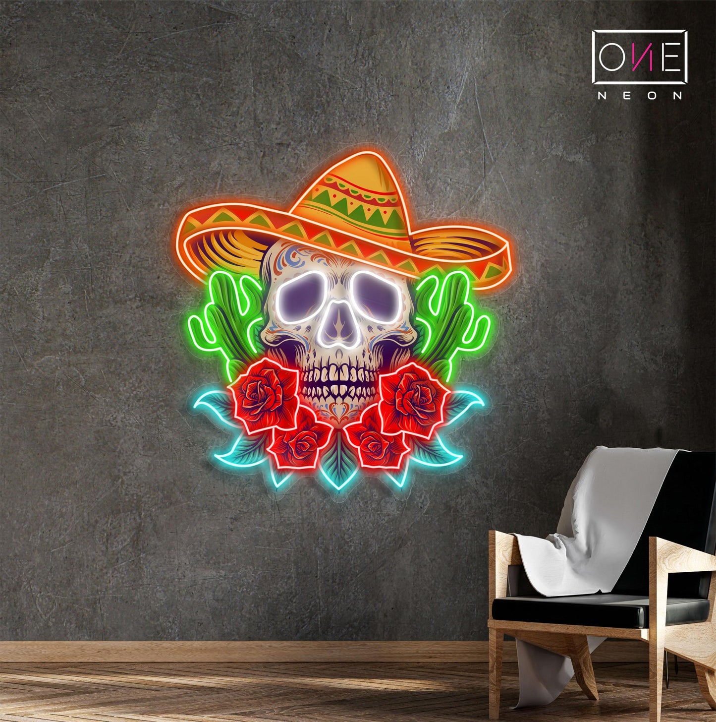 Calavera Skull Sugar Artwork Led Neon Sign