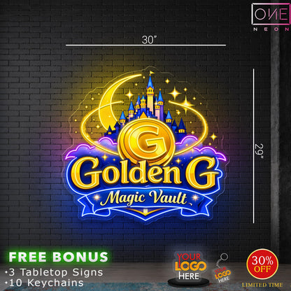 GOLDEN G | LED Neon Sign (additonal 50 keychains)