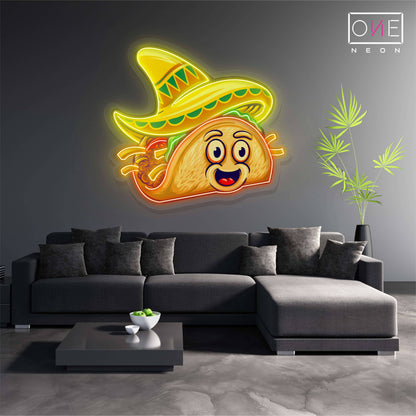 Cute Delicious Tacos Artwork Led Neon Sign