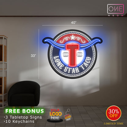 LONE STAR TACO (2 signs) | Led Neon Signs (INDOOR)