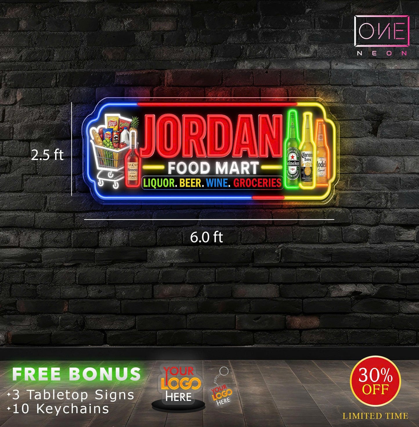 JORDAN FOOD MART | LED Neon Sign (Waterproof)