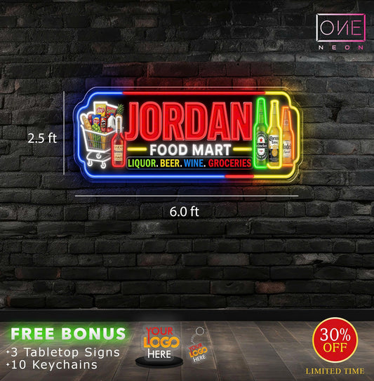 JORDAN FOOD MART | LED Neon Sign (Waterproof)