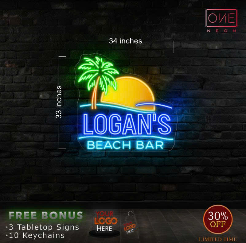 Logan's Beach Bar | LED Neon Sign (INDOOR)
